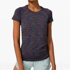 Rare Lululemon black rainbow Lululemon Swiftly Tech short sleeve size 6